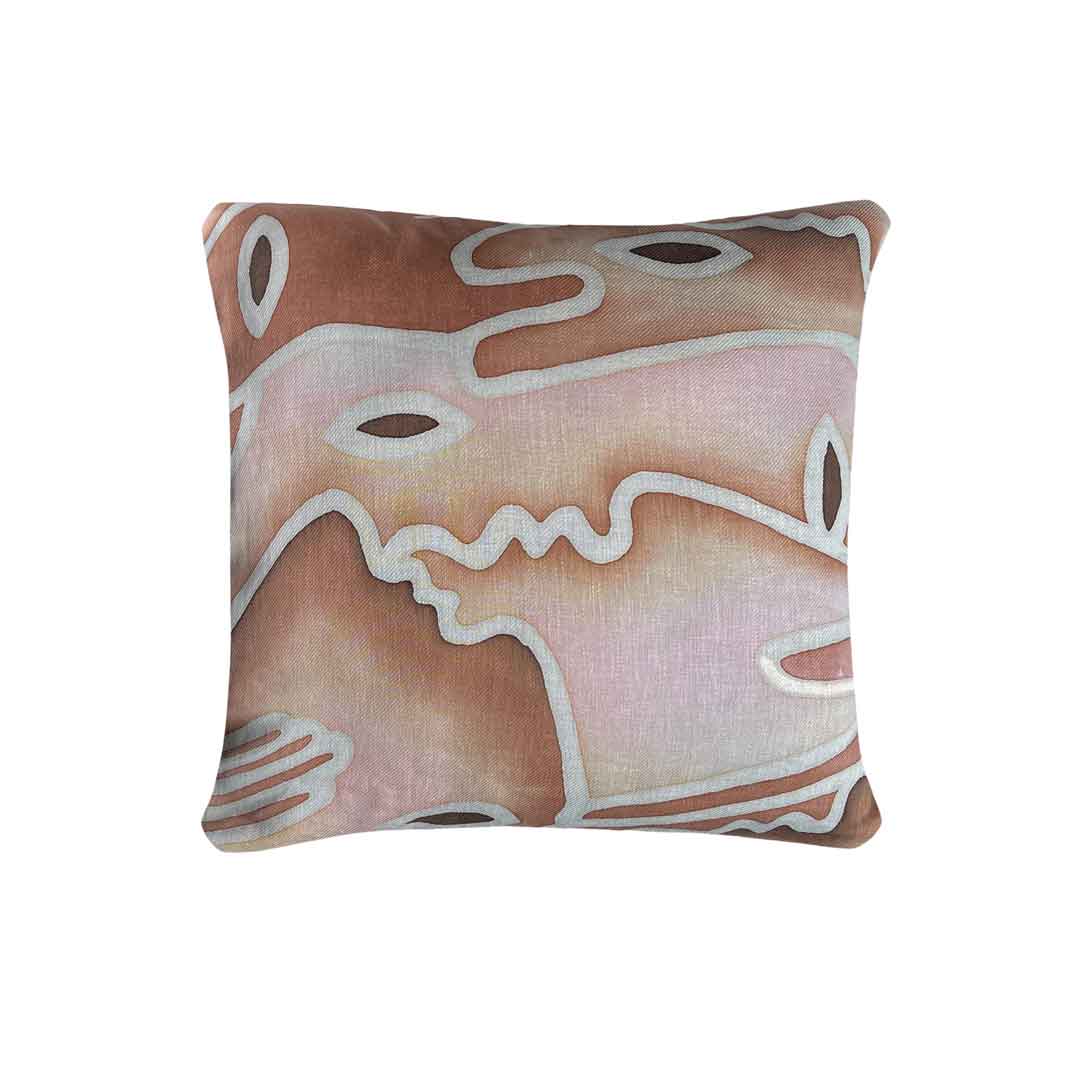 Cushion, cushion cover, kussen 100% linen satin Bethnic copper 50x50 cm