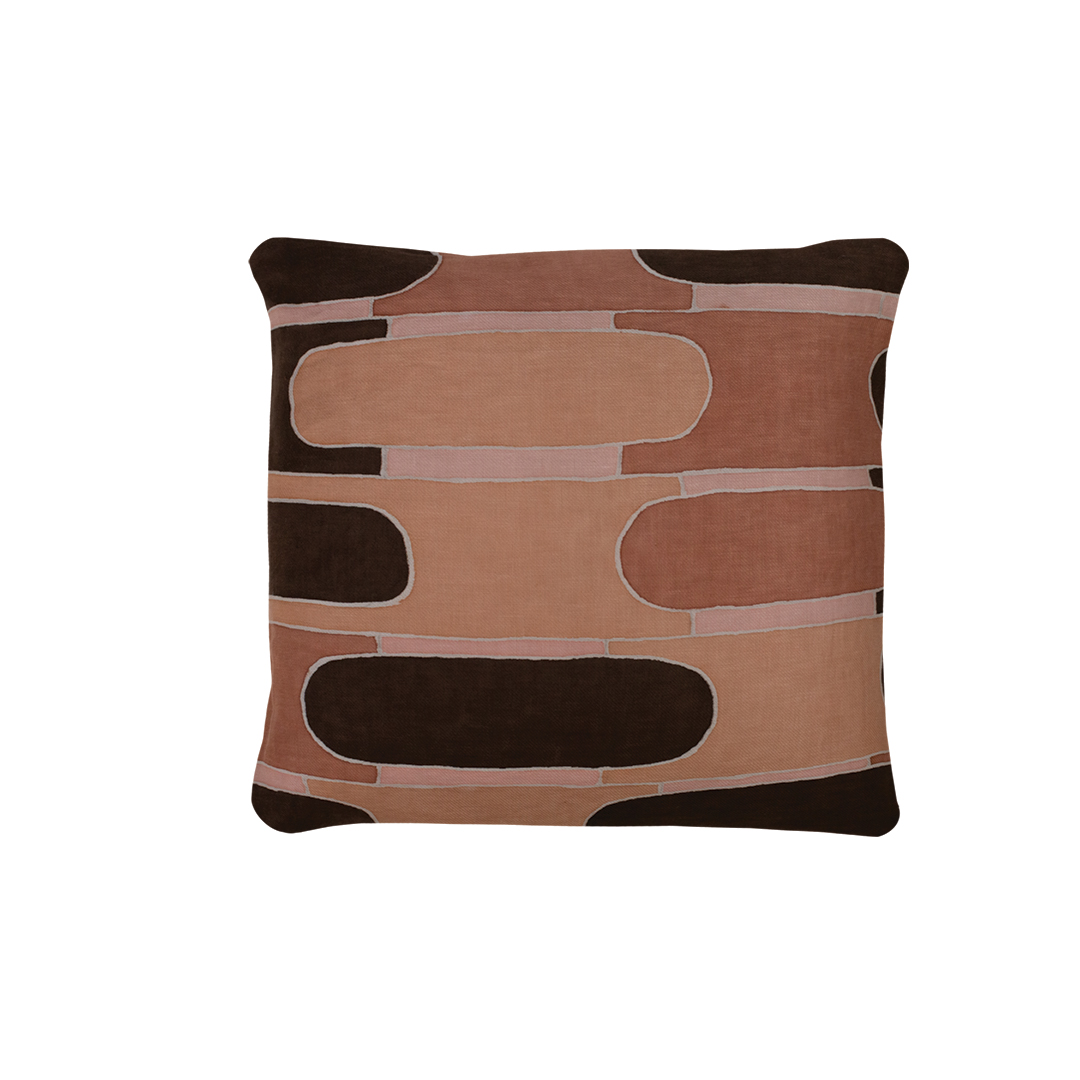 Cushion, cushion cover, kussen 100% linen satin Block copper 50x50 cm